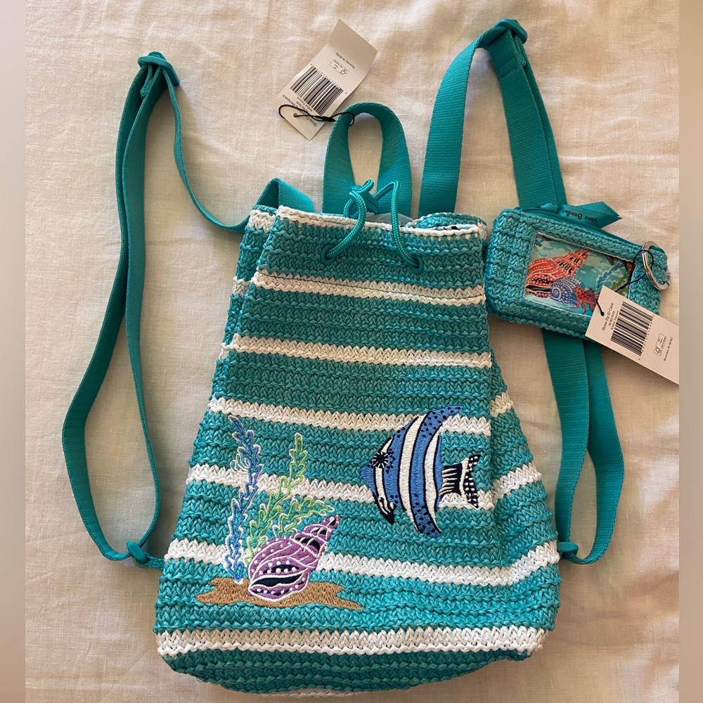 Vera Bradley Antilles Treasure Star Drawstring Backpack and Wallet